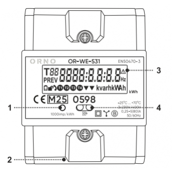 3-fazowy licznik energii elektrycznej 80A MID 3 moduły DIN TH-35mm OR-WE-531 ORNO (OR-WE-531)